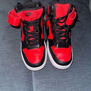 Nike Black and Red High-Top Sneakers
